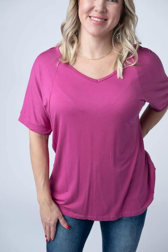 Chloe Cozy Tee -Magenta-Tees-Dear Me Southern Boutique, located in DeRidder, Louisiana