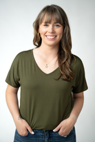 Chloe Cozy Top - Dark Olive-Tops-Dear Me Southern Boutique, located in DeRidder, Louisiana