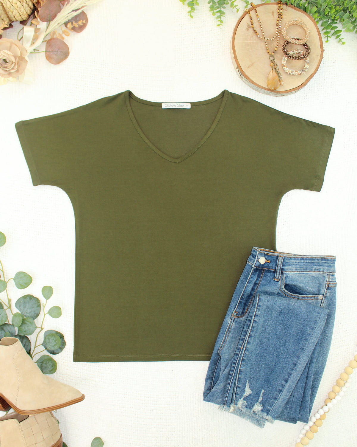 Chloe Cozy Top - Dark Olive-Tops-Dear Me Southern Boutique, located in DeRidder, Louisiana