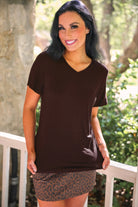 Chocolate Basic Tee-Presales-Dear Me Southern Boutique, located in DeRidder, Louisiana