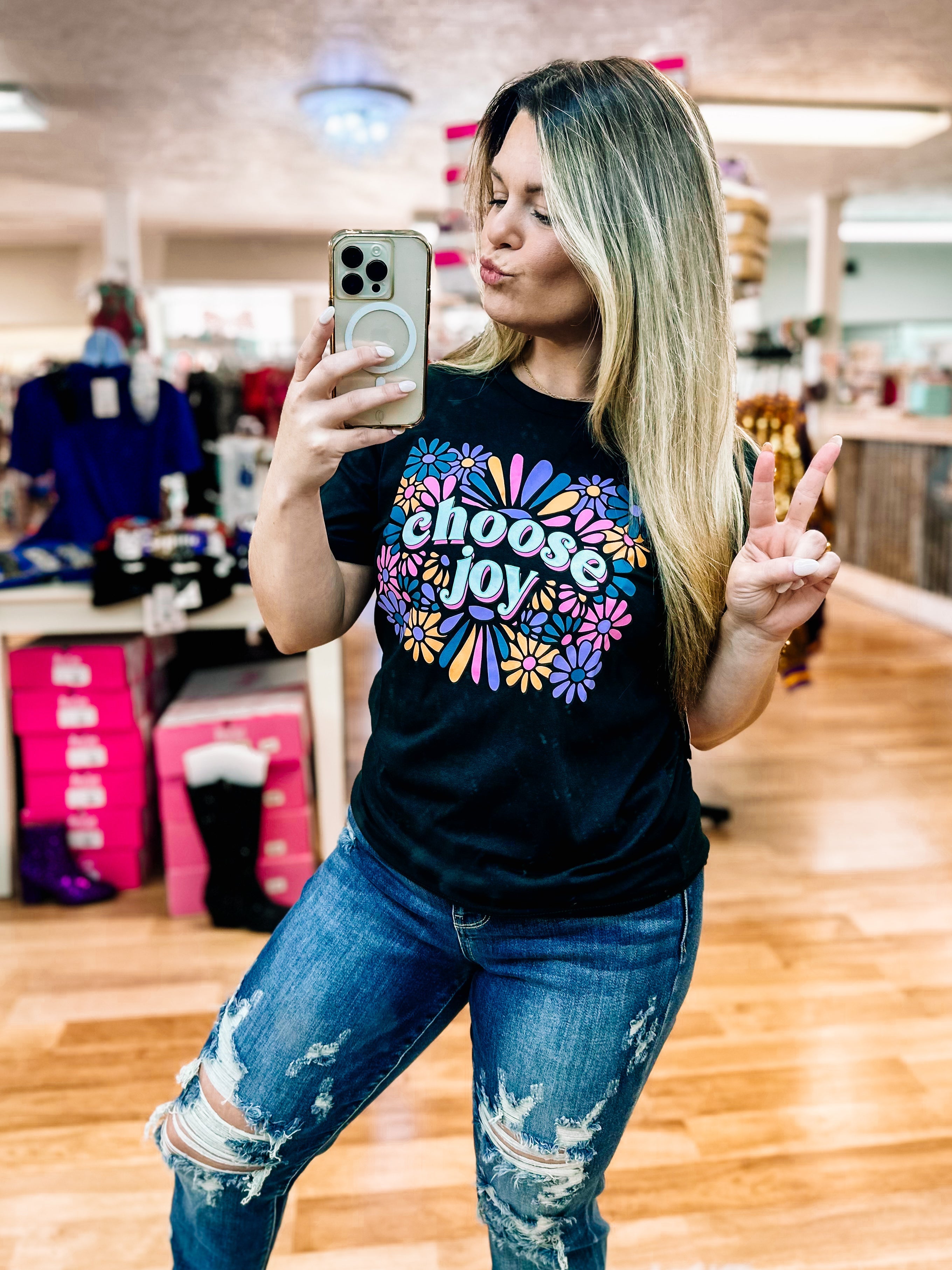 Choose Joy Tee-Graphic Tops-Dear Me Southern Boutique, located in DeRidder, Louisiana