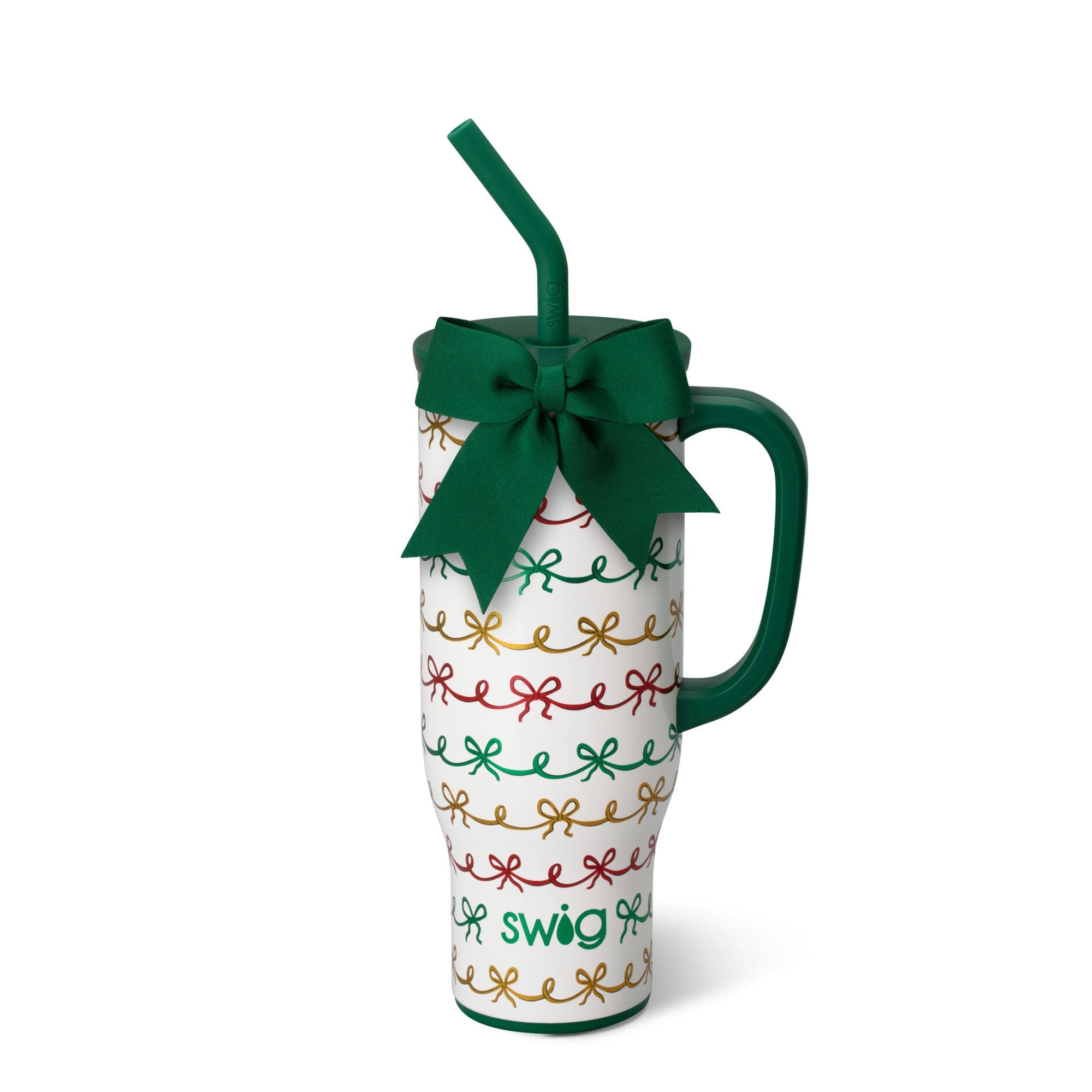 Christmas Bows Mega Mug 30oz-Travel Mugs-Dear Me Southern Boutique, located in DeRidder, Louisiana