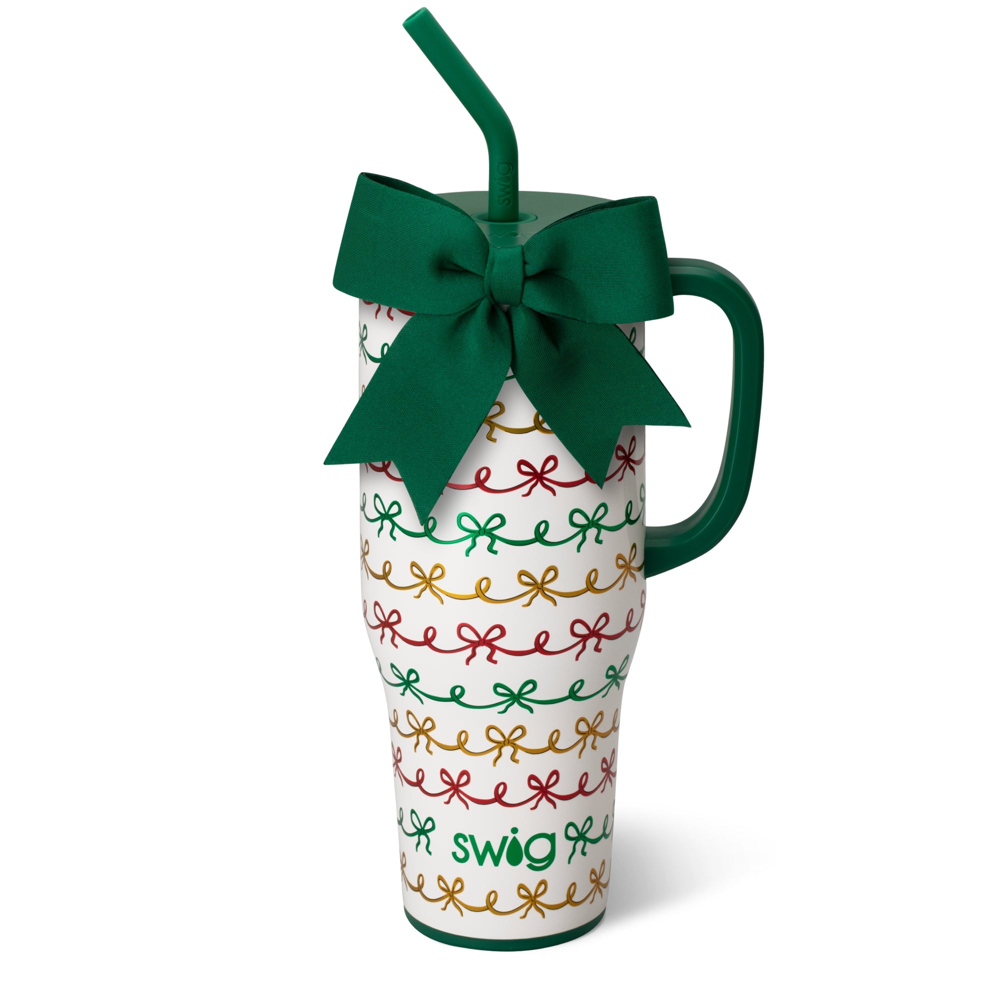 Christmas Bows Mega Mug 40oz-Travel Mugs-Dear Me Southern Boutique, located in DeRidder, Louisiana