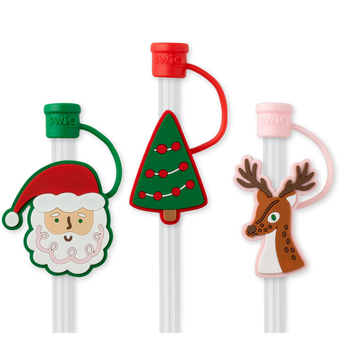 Christmas Cameos Swig Reusable Straw Topper Set-Drinkwear-Dear Me Southern Boutique, located in DeRidder, Louisiana