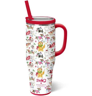 Christmas Canines Leakproof To-go Tumbler 30oz-Drinkwear-Dear Me Southern Boutique, located in DeRidder, Louisiana