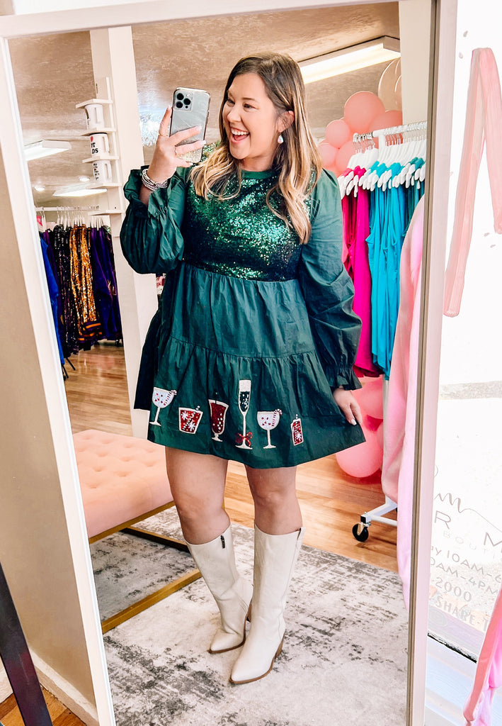Christmas Cocktails Dress-Dear Me Southern Boutique, located in DeRidder, Louisiana