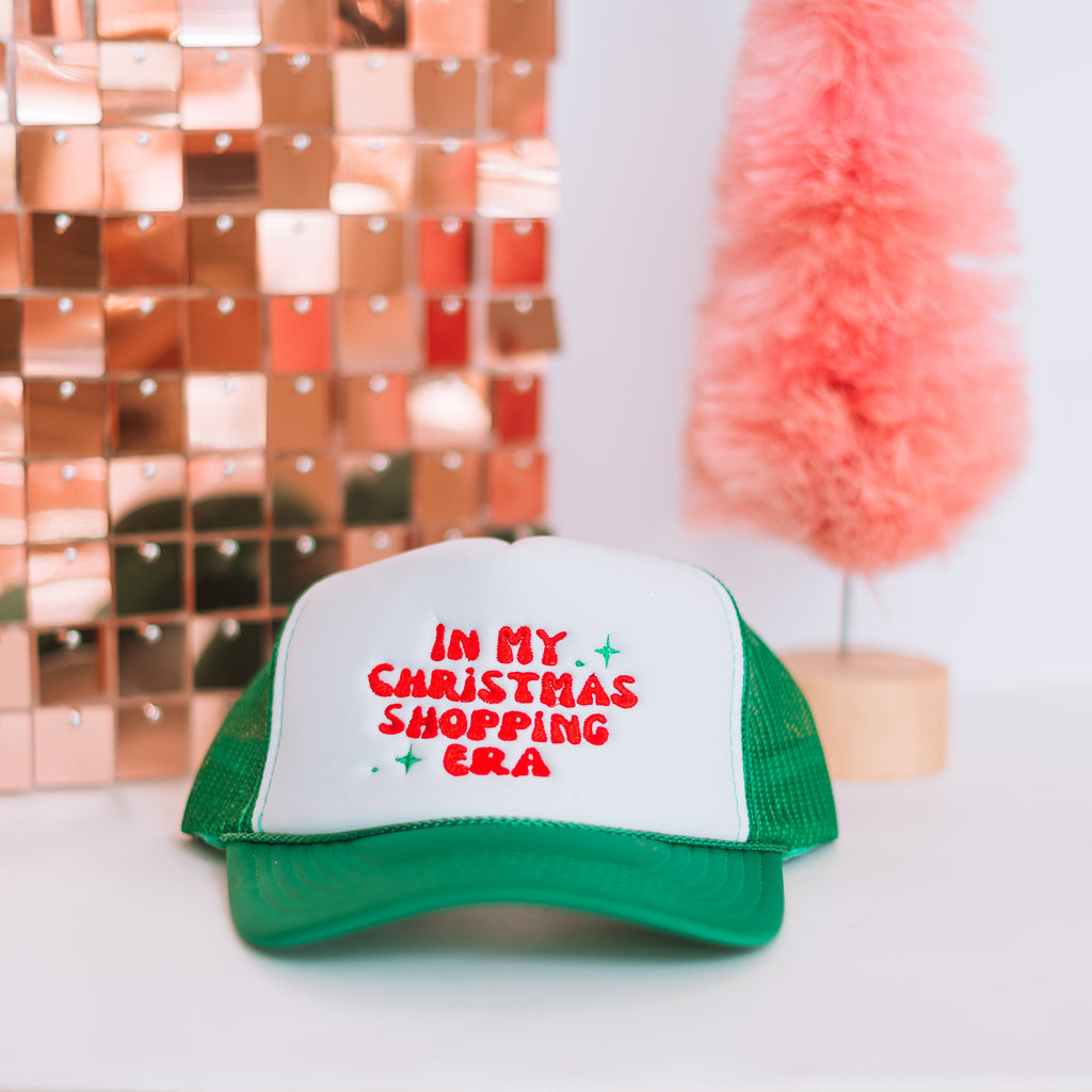 "Christmas Shopping Era" Trucker Hat-Athletic Hats-Dear Me Southern Boutique, located in DeRidder, Louisiana