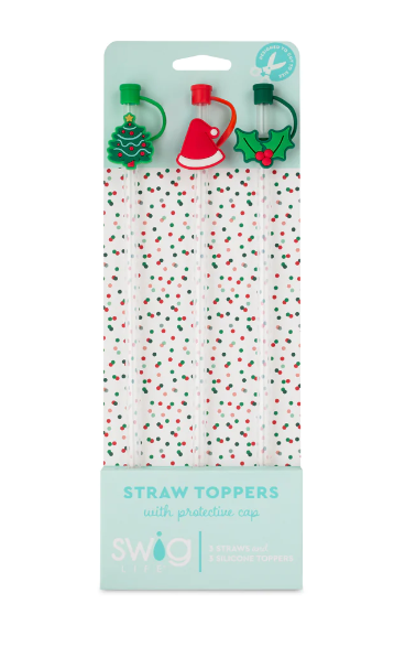 Christmas Tree Swig Straw Topper Set-Drinkwear-Dear Me Southern Boutique, located in DeRidder, Louisiana