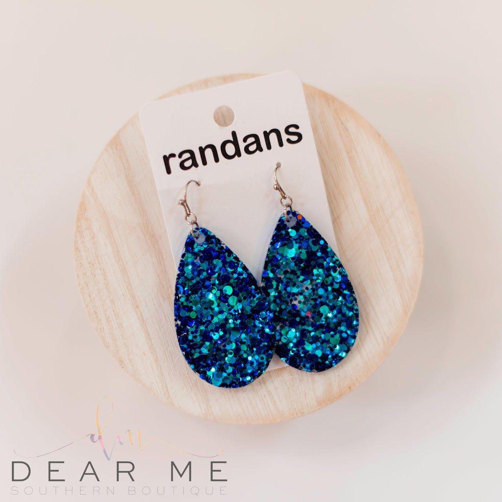 Chunky Teal Randans Dangles-Earrings-Dear Me Southern Boutique, located in DeRidder, Louisiana