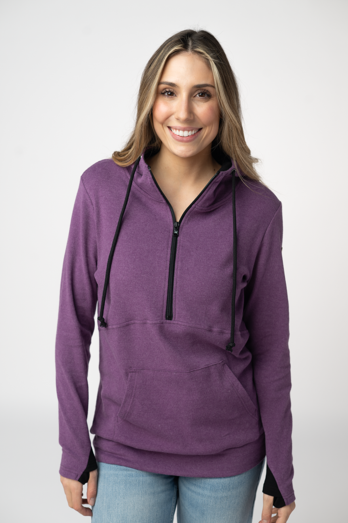Classic HalfZip Hoodie - Black and Purple-Sweatshirts-Dear Me Southern Boutique, located in DeRidder, Louisiana