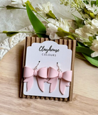 Clay Bow Dangles- Light Pink-Earrings-Dear Me Southern Boutique, located in DeRidder, Louisiana