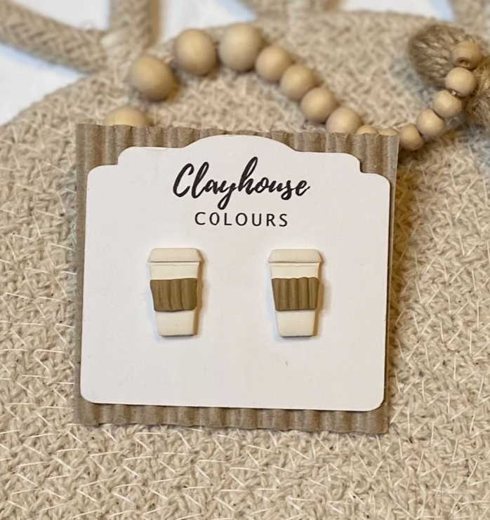 Coffee Cup Clay Studs-Earrings-Dear Me Southern Boutique, located in DeRidder, Louisiana