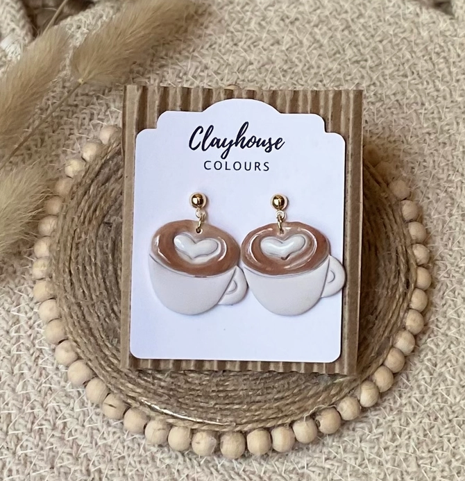 Coffee Lover Clay Earrings-Earrings-Dear Me Southern Boutique, located in DeRidder, Louisiana
