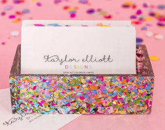 Confetti Acrylic Business Card Holder-Gifts-Dear Me Southern Boutique, located in DeRidder, Louisiana