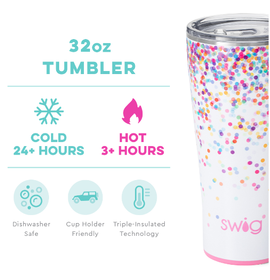 Confetti Swig Tumbler 32oz-Tumblers-Dear Me Southern Boutique, located in DeRidder, Louisiana