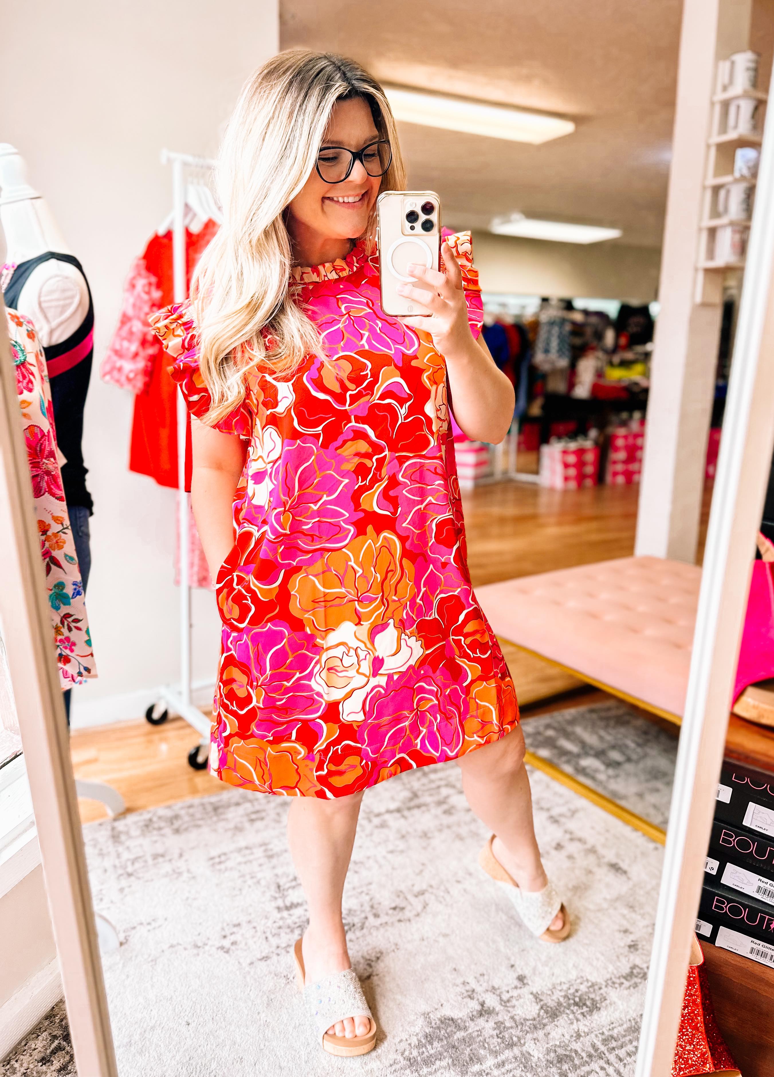 Cordelia Floral Dress-Midi Dresses-Dear Me Southern Boutique, located in DeRidder, Louisiana