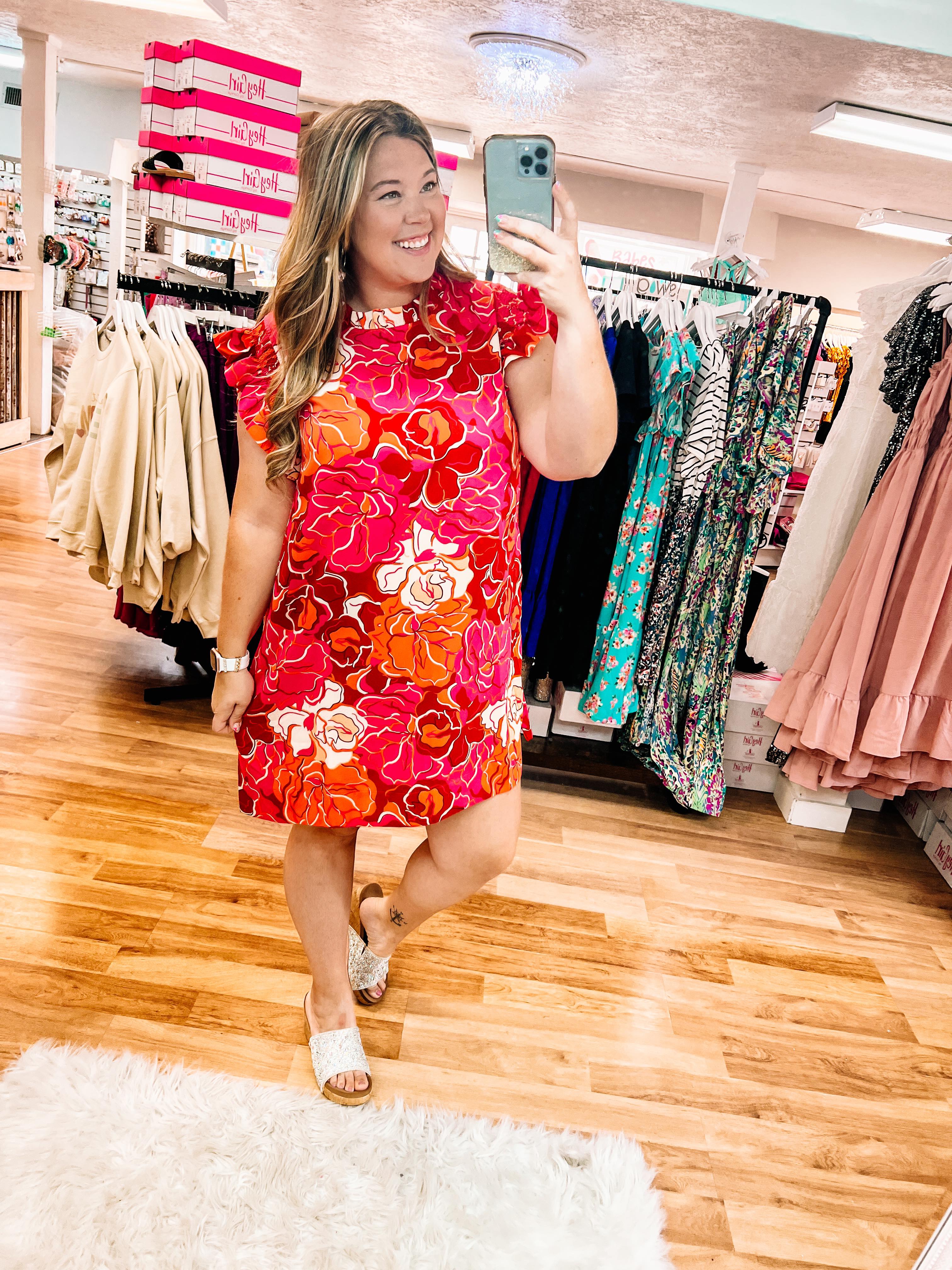 Cordelia Floral Dress-Midi Dresses-Dear Me Southern Boutique, located in DeRidder, Louisiana