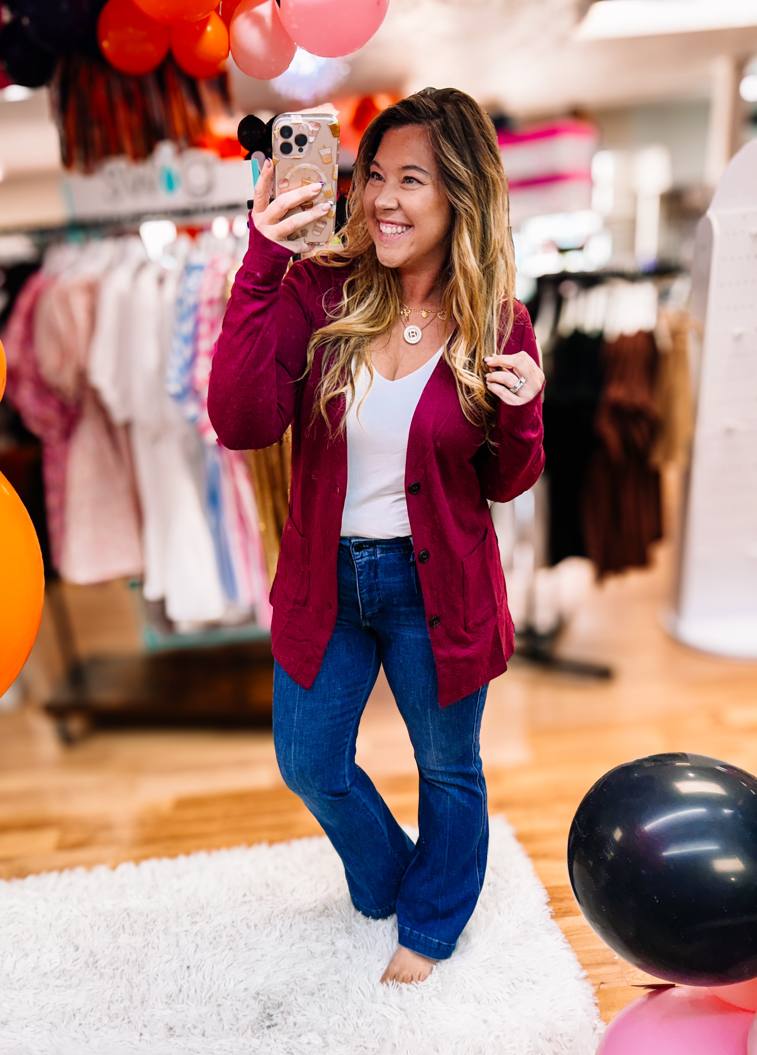 Cori Cardigan - Burgundy-Cardigans-Dear Me Southern Boutique, located in DeRidder, Louisiana