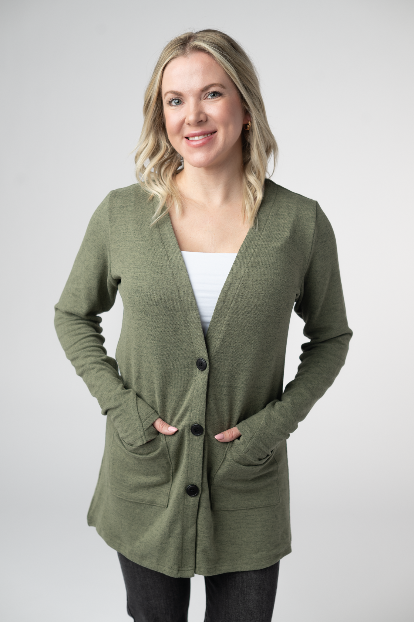 Cori Cardigan - Heathered Olive-Cardigan-Dear Me Southern Boutique, located in DeRidder, Louisiana