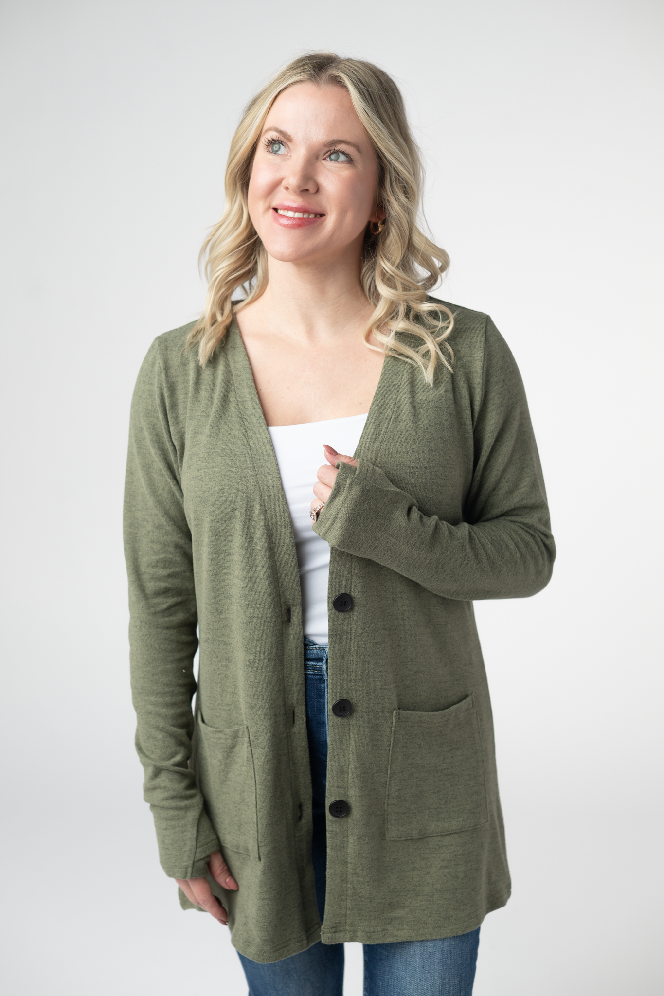 Cori Cardigan - Heathered Olive-Cardigan-Dear Me Southern Boutique, located in DeRidder, Louisiana