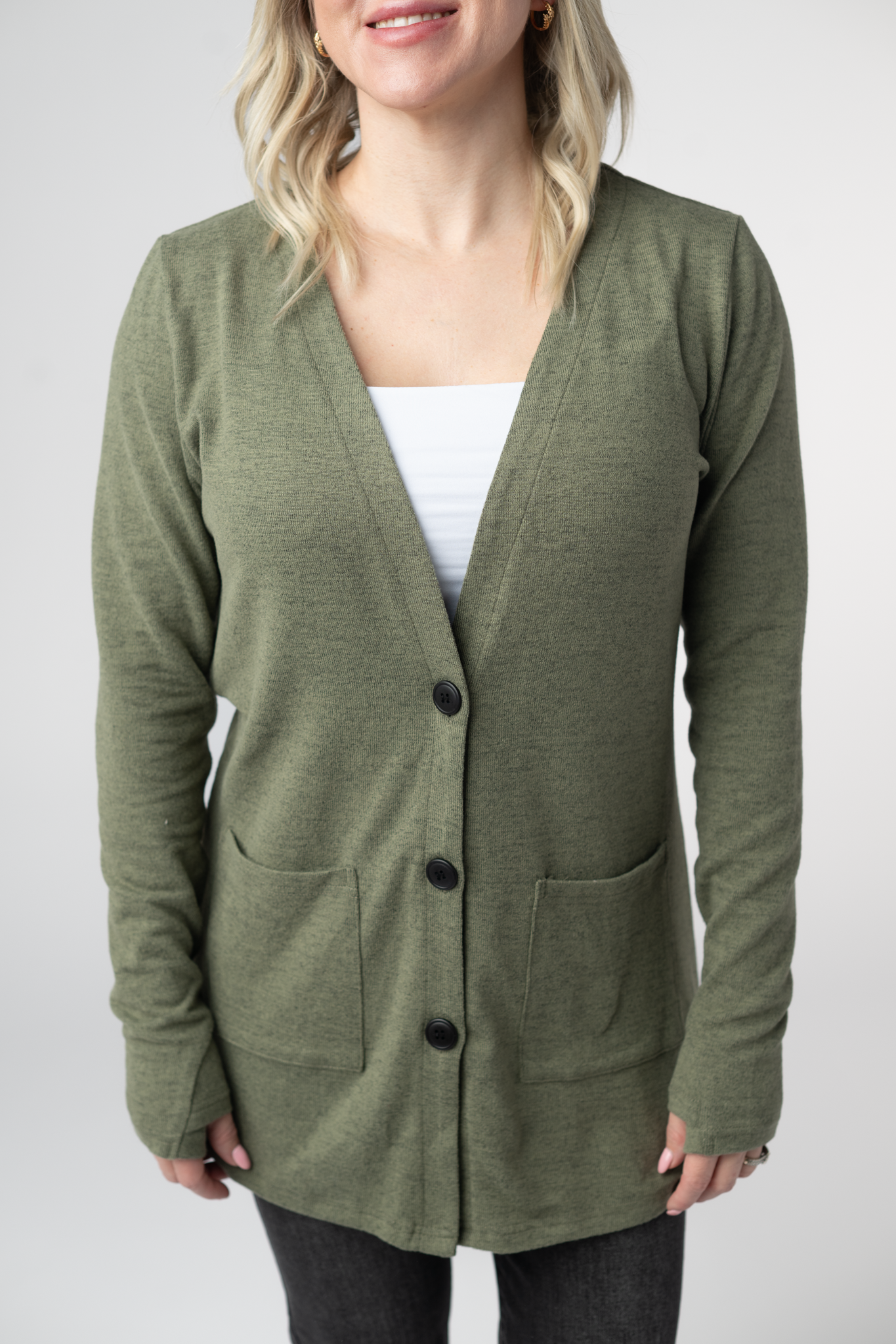 Cori Cardigan - Heathered Olive-Cardigan-Dear Me Southern Boutique, located in DeRidder, Louisiana