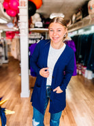 Cori Cardigan - Navy-Cardigans-Dear Me Southern Boutique, located in DeRidder, Louisiana
