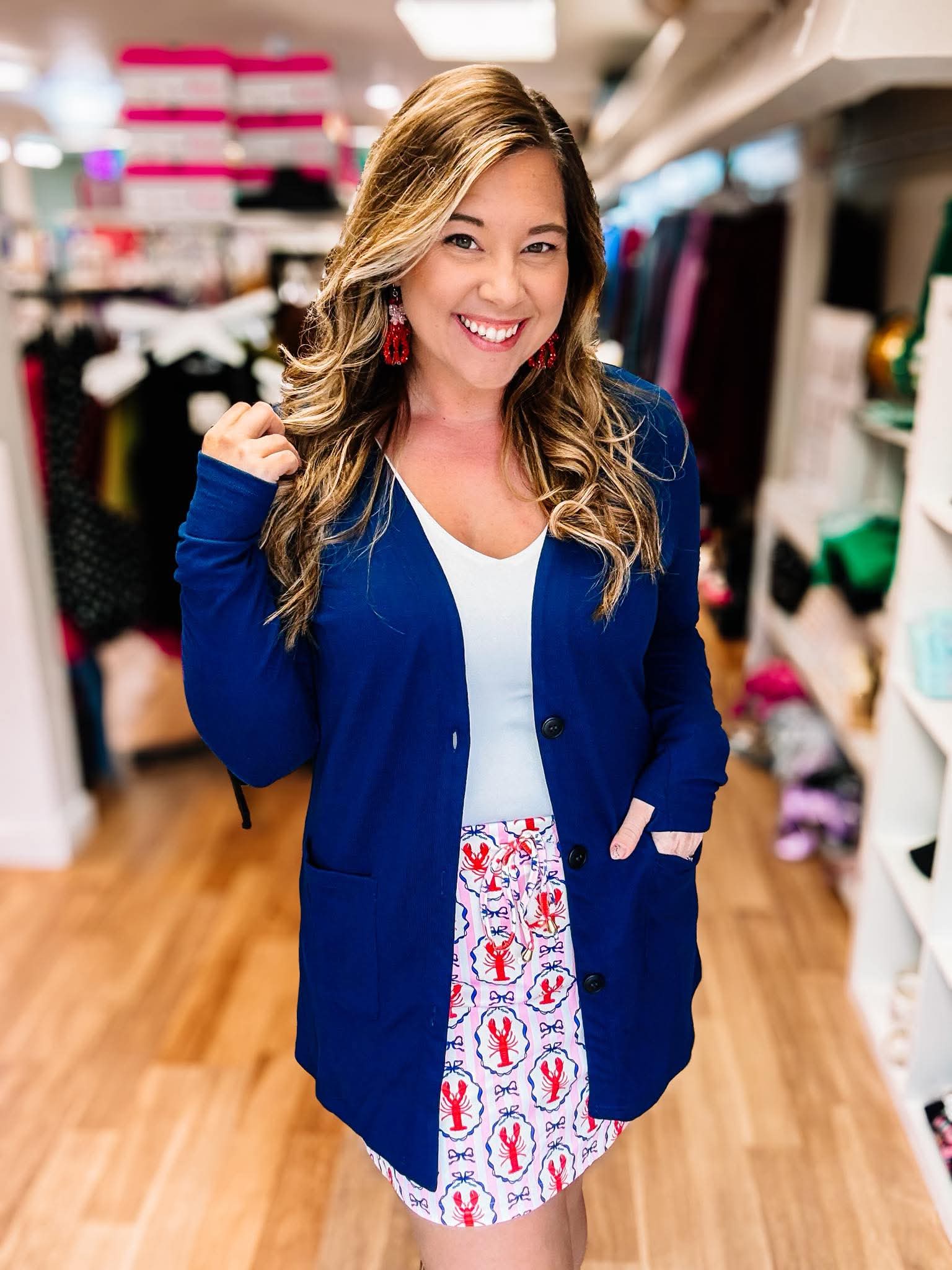 Cori Cardigan - Navy-Cardigans-Dear Me Southern Boutique, located in DeRidder, Louisiana