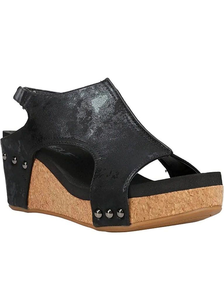 Corky Carley Black Metallic Wedges-Shoes-Dear Me Southern Boutique, located in DeRidder, Louisiana