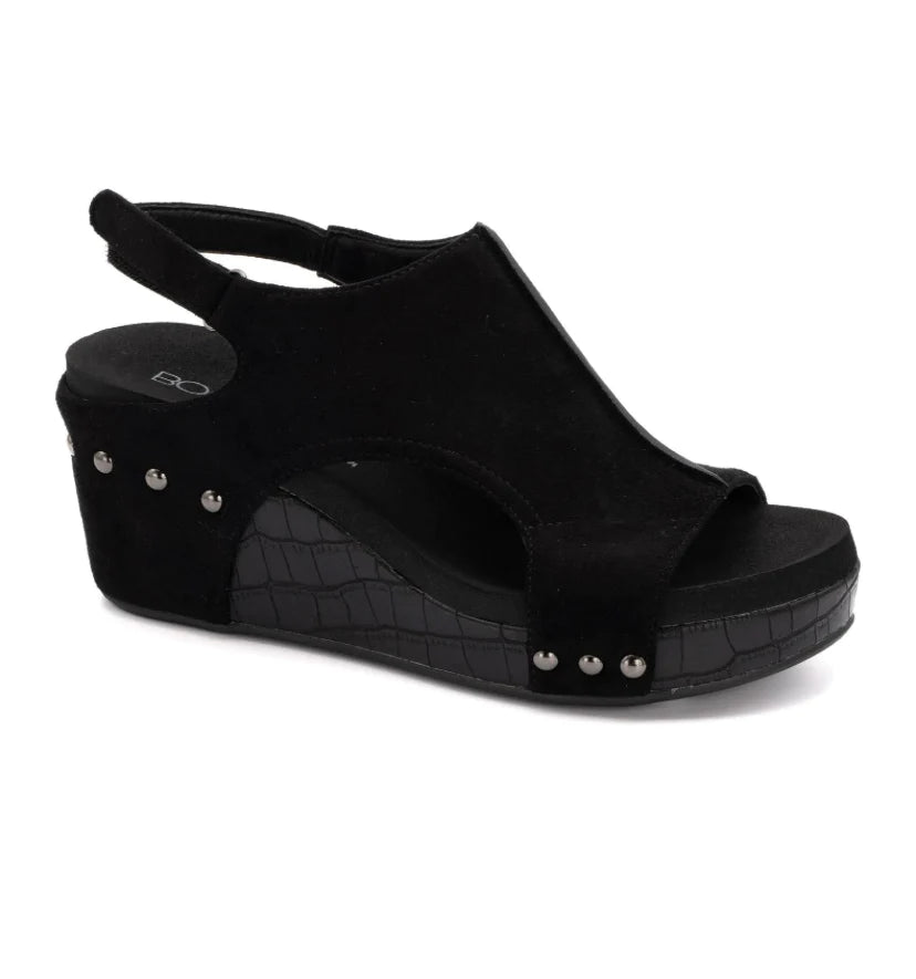 Corky Carley Black Suede Croco-Shoes-Dear Me Southern Boutique, located in DeRidder, Louisiana