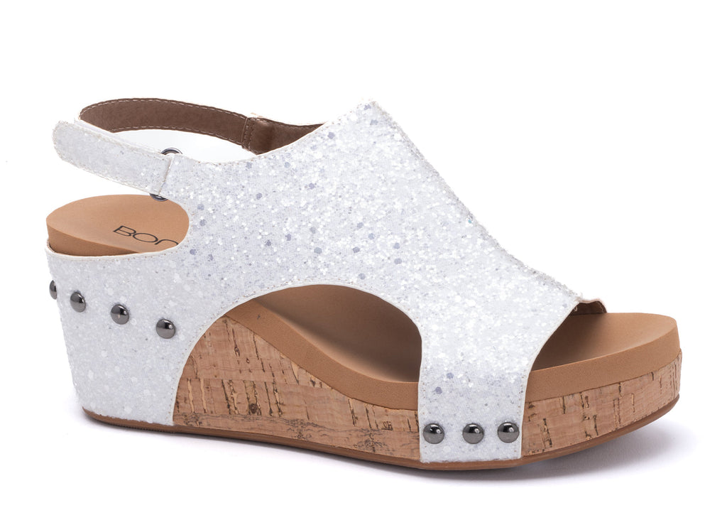 Corky Carley White Glitter-Shoes-Dear Me Southern Boutique, located in DeRidder, Louisiana