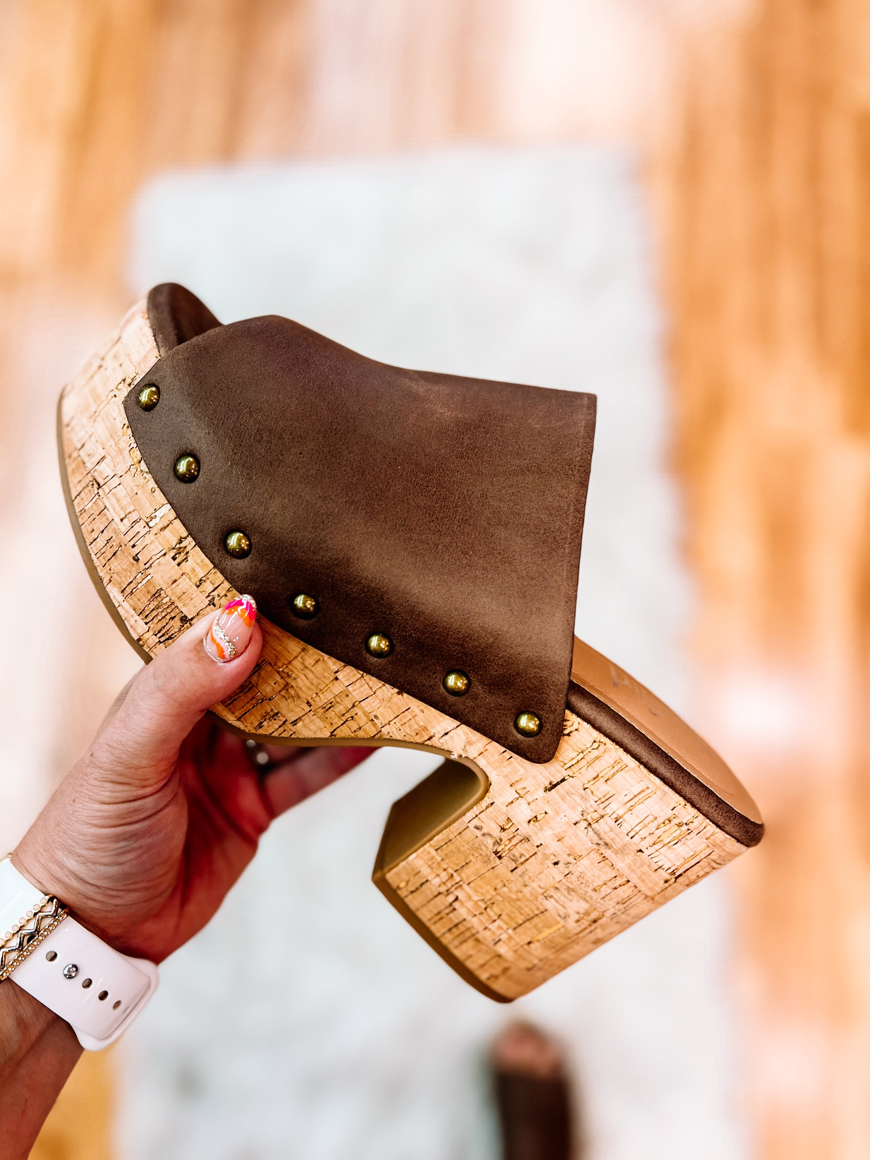 Corkys Bada Bing Clog Wedge - Brown Distressed-Wedges-Dear Me Southern Boutique, located in DeRidder, Louisiana