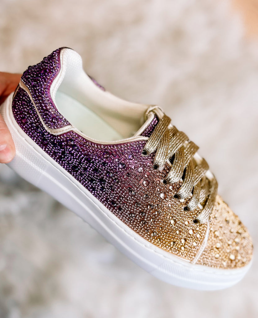 Corkys Bedazzle Sneaker - Gold/Purple Ombre-Shoes-Dear Me Southern Boutique, located in DeRidder, Louisiana