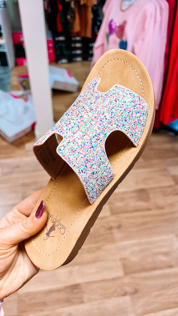 Corkys Bogalusa Sandals- Birthday Glitter-Shoes-Dear Me Southern Boutique, located in DeRidder, Louisiana