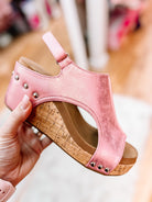 Corky's Carley Light Pink Metallic-Wedges-Dear Me Southern Boutique, located in DeRidder, Louisiana