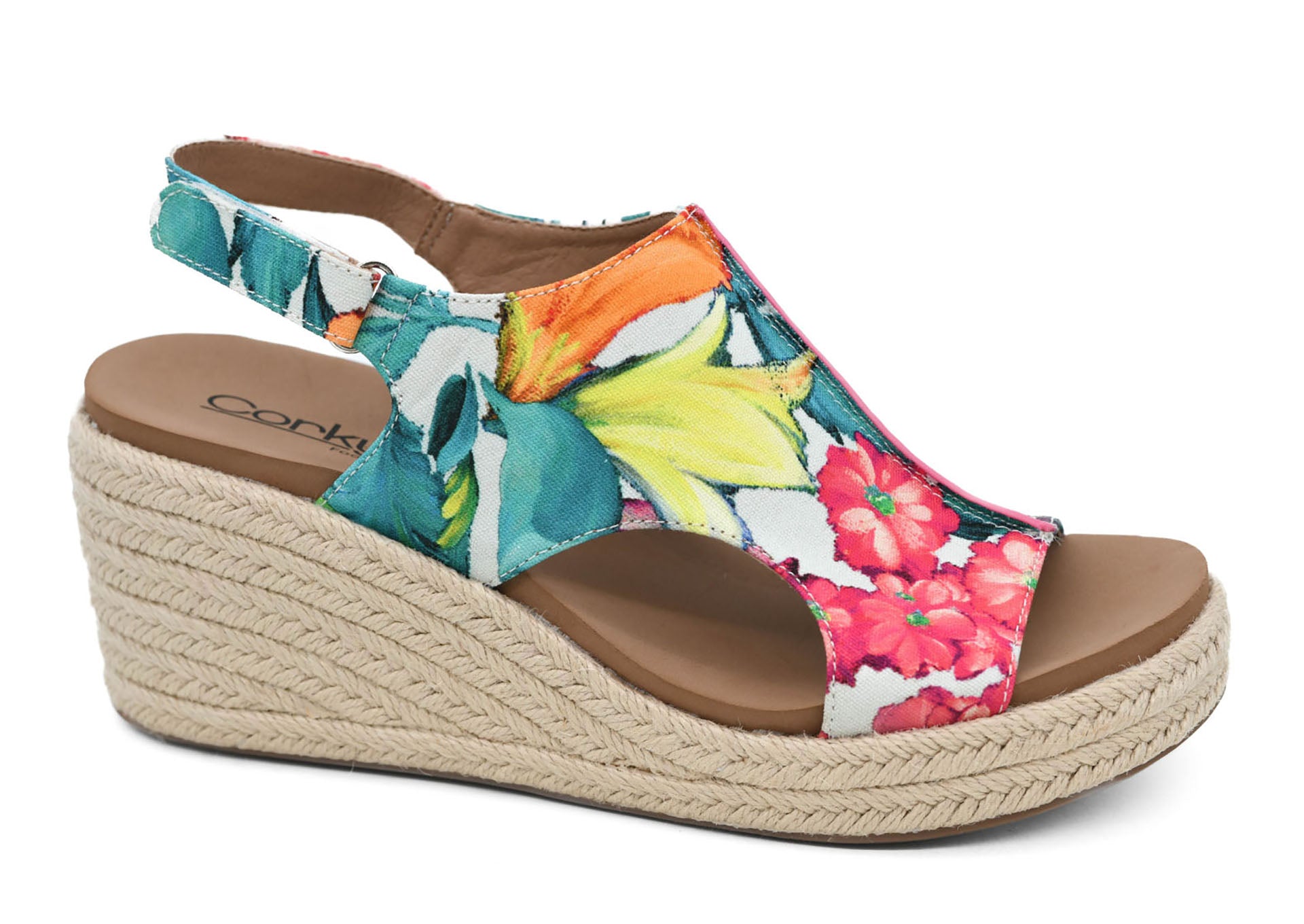 Corkys Carley Multi Floral - Jute-Sandals-Dear Me Southern Boutique, located in DeRidder, Louisiana