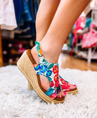 Corkys Carley Multi Floral Wedges - Jute-Shoes-Dear Me Southern Boutique, located in DeRidder, Louisiana
