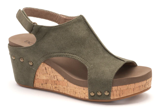 Corkys Carley Olive Green Suede-Shoes-Dear Me Southern Boutique, located in DeRidder, Louisiana