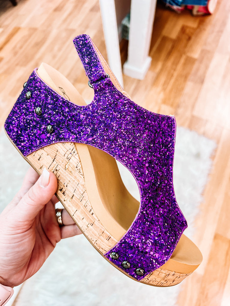 Corkys Carley Purple Glitter-Shoes-Dear Me Southern Boutique, located in DeRidder, Louisiana