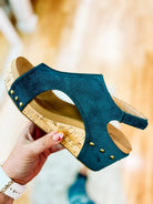 Corkys Carley Teal Suede-Wedges-Dear Me Southern Boutique, located in DeRidder, Louisiana