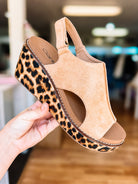 Corkys Carley Wedges - Camel Leopard Combo-Sandals-Dear Me Southern Boutique, located in DeRidder, Louisiana