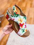 Corkys Carley Wedges - White Floral-Sandals-Dear Me Southern Boutique, located in DeRidder, Louisiana