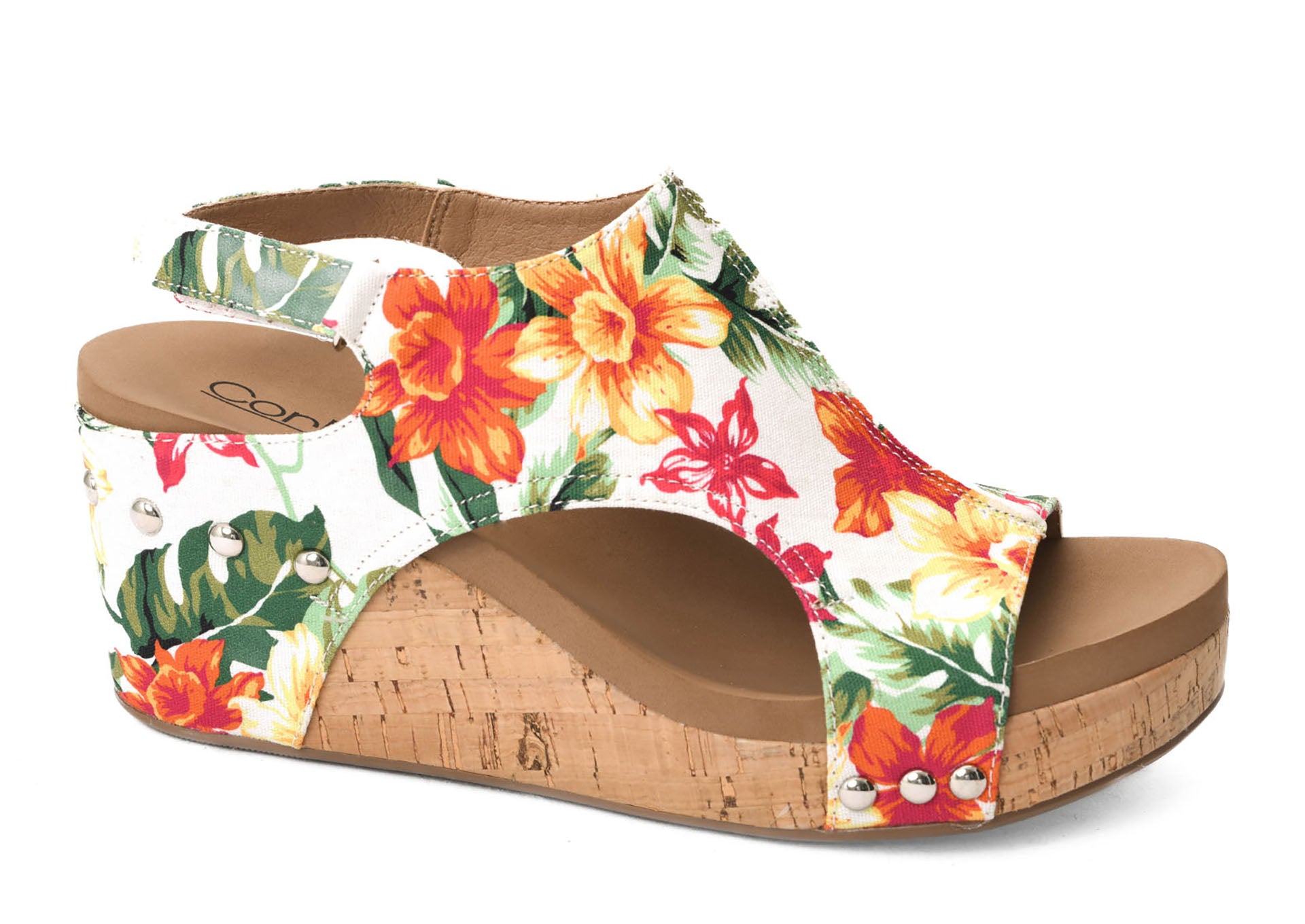 Corkys Carley- White Floral-Sandals-Dear Me Southern Boutique, located in DeRidder, Louisiana