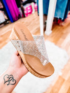 Corky's Flirty- Clear Crystals-Wedges-Dear Me Southern Boutique, located in DeRidder, Louisiana