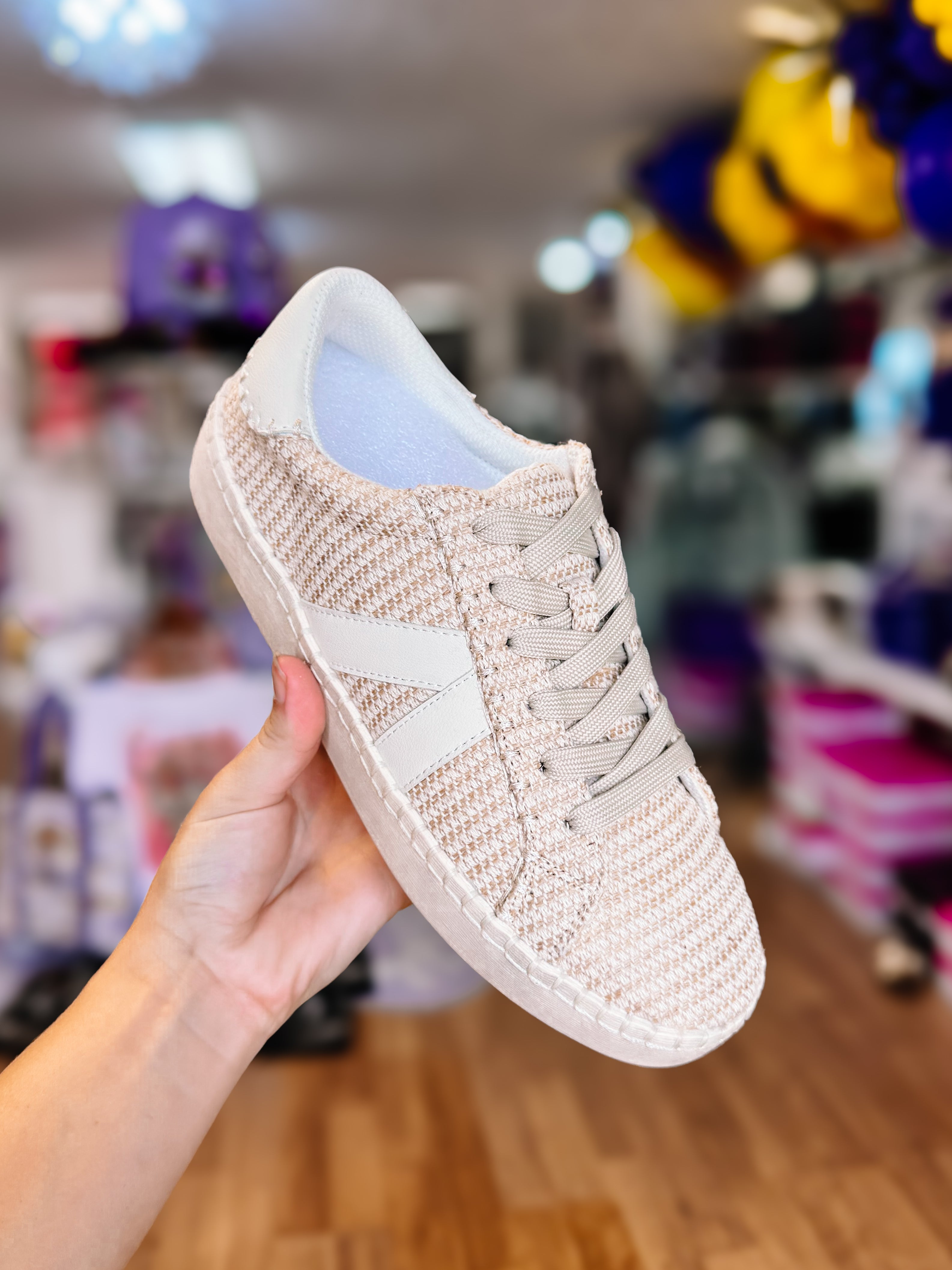 Corkys Friend Zone Sneakers - White Woven Combo-Sneakers-Dear Me Southern Boutique, located in DeRidder, Louisiana