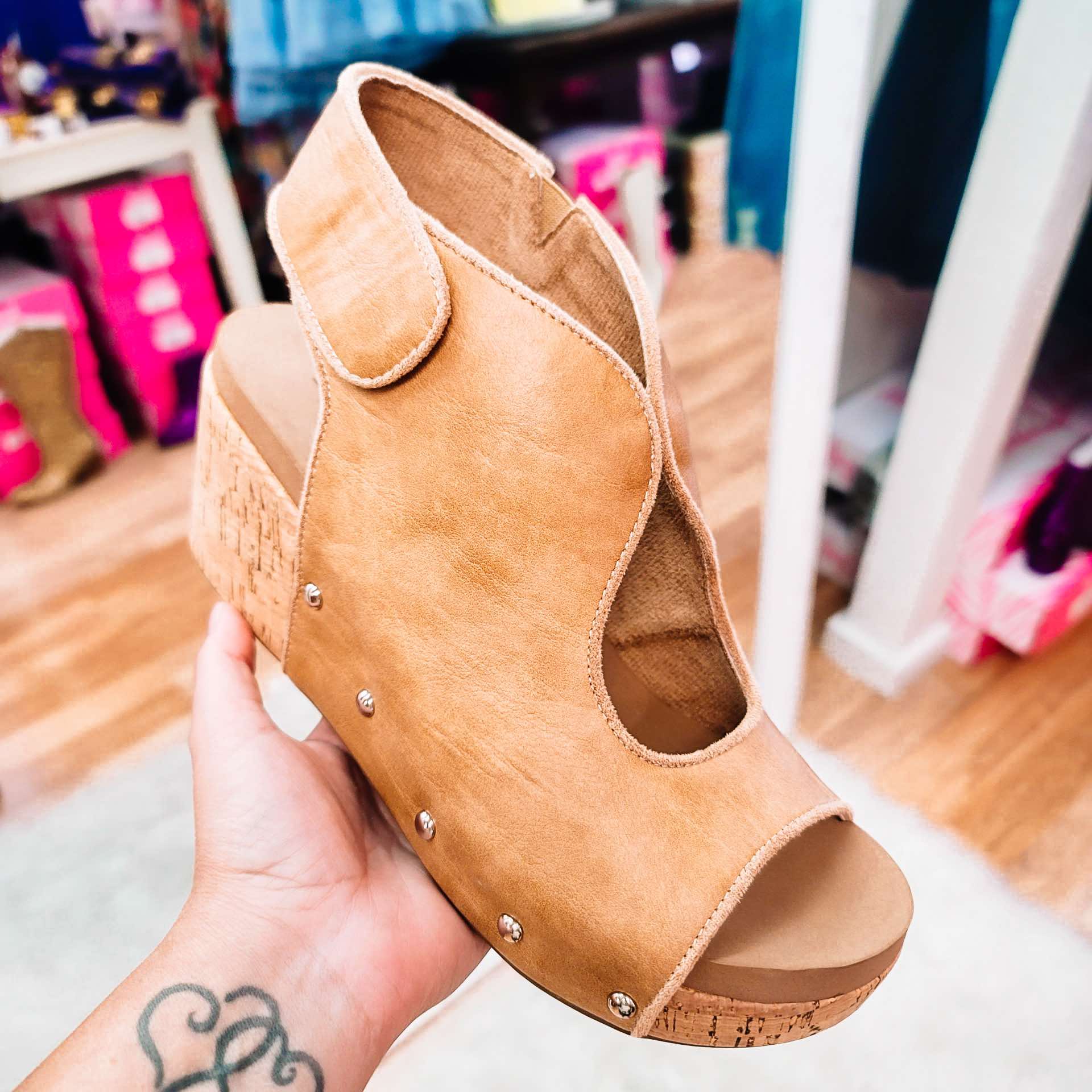 Corkys Frisky Wedges - Caramel-Wedges-Dear Me Southern Boutique, located in DeRidder, Louisiana