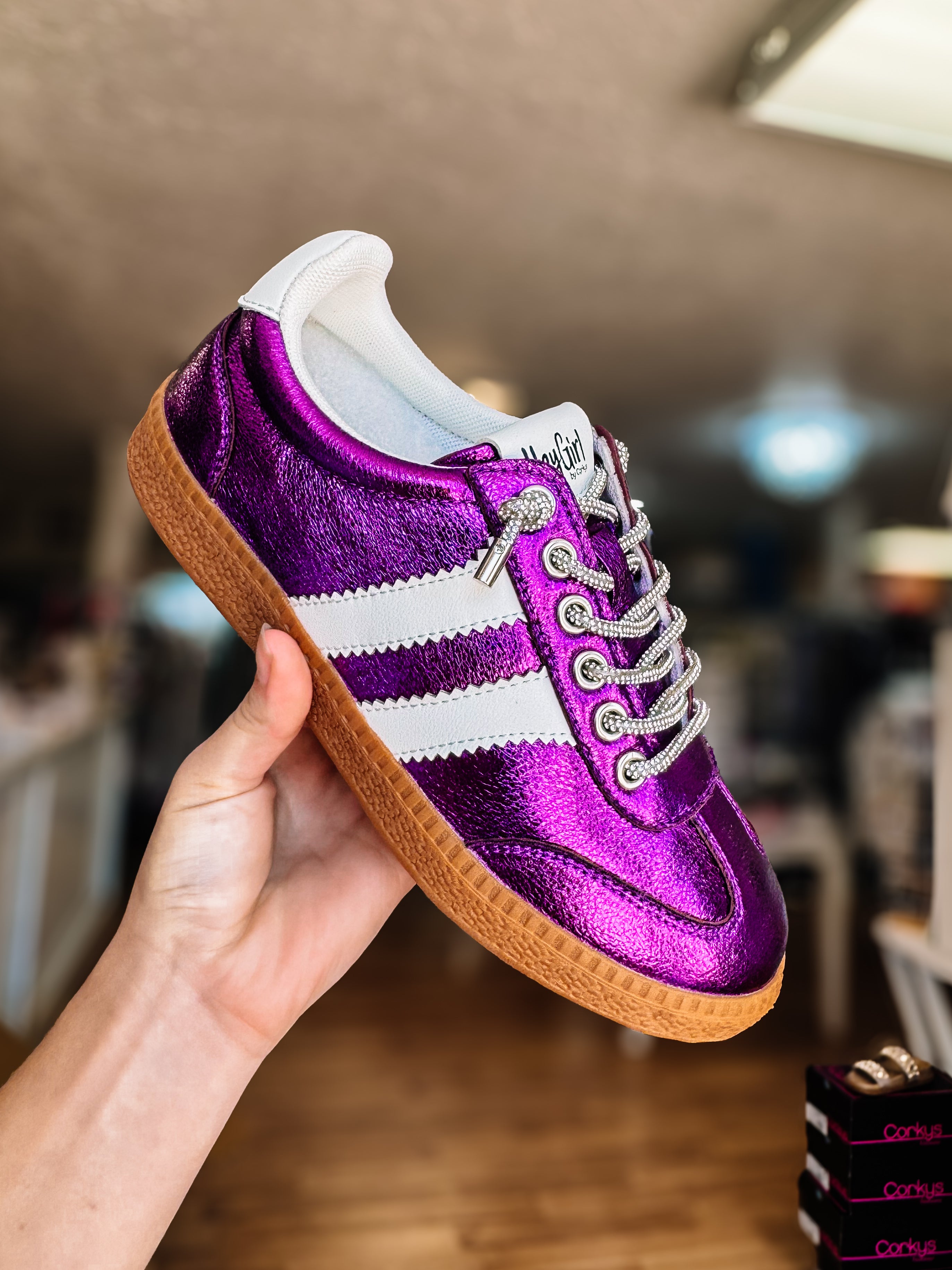 Corkys Heads Up Sneakers - Metallic Purple-Sneakers-Dear Me Southern Boutique, located in DeRidder, Louisiana