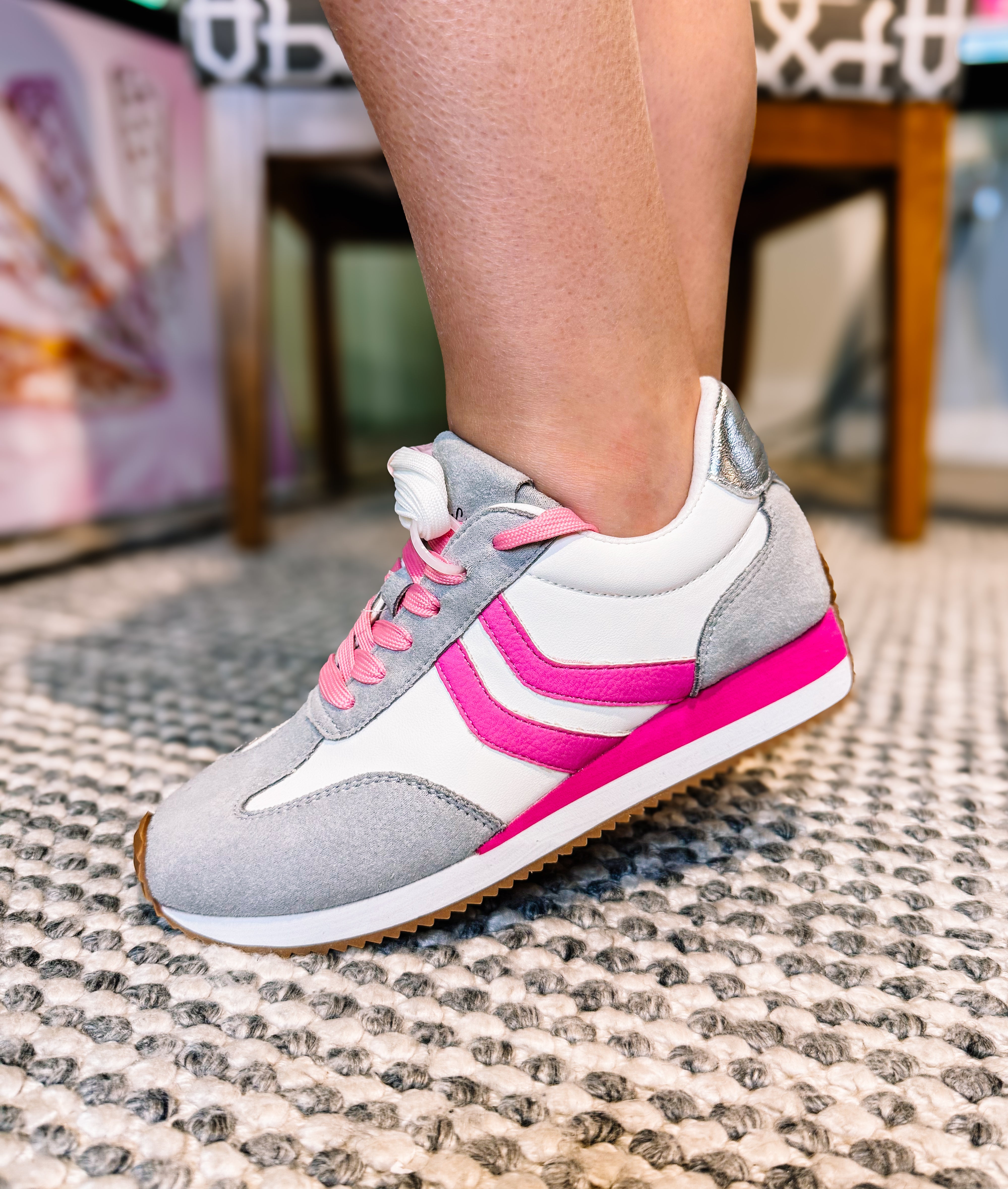 Corkys Kickoff- Gray/Pink Combo-Sneakers-Dear Me Southern Boutique, located in DeRidder, Louisiana