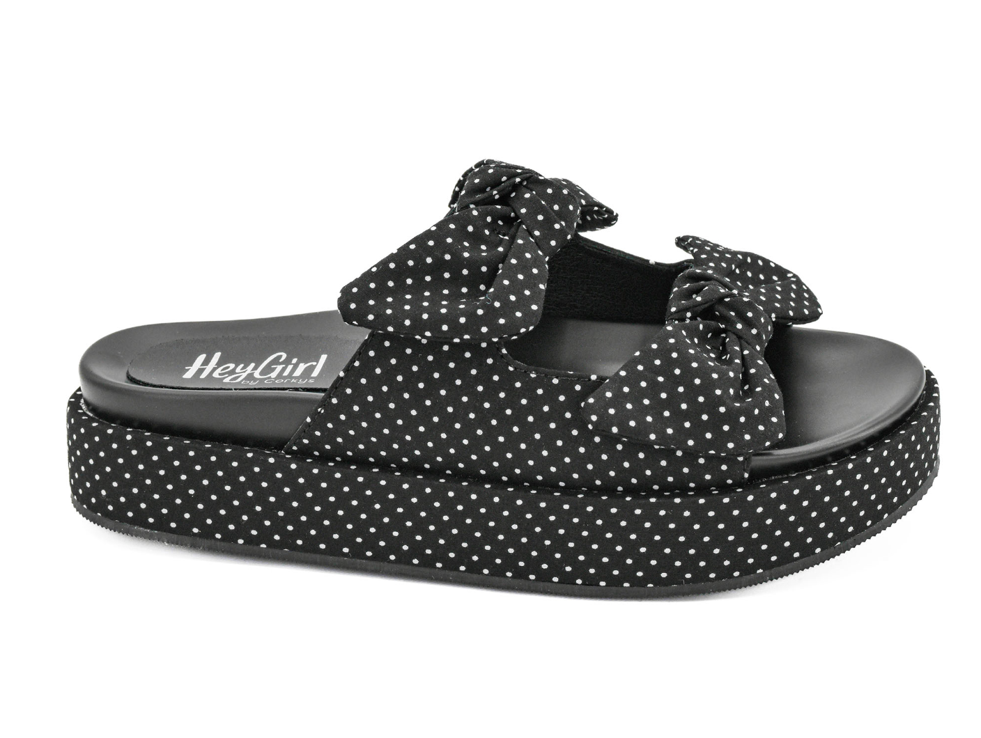 Corkys Lil Bit Knotty - Black/White Polka Dot-Sandals-Dear Me Southern Boutique, located in DeRidder, Louisiana