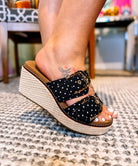 Corkys Manifest - Black/White Polka Dot Wedges-Wedges-Dear Me Southern Boutique, located in DeRidder, Louisiana