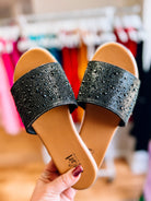 Corkys Pizzazz Jewel Flats-Black-Sandals-Dear Me Southern Boutique, located in DeRidder, Louisiana